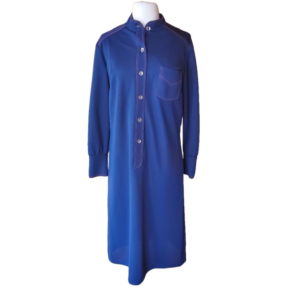 Vintage‎ Shirtknits Blue w/Red Stitching Dress